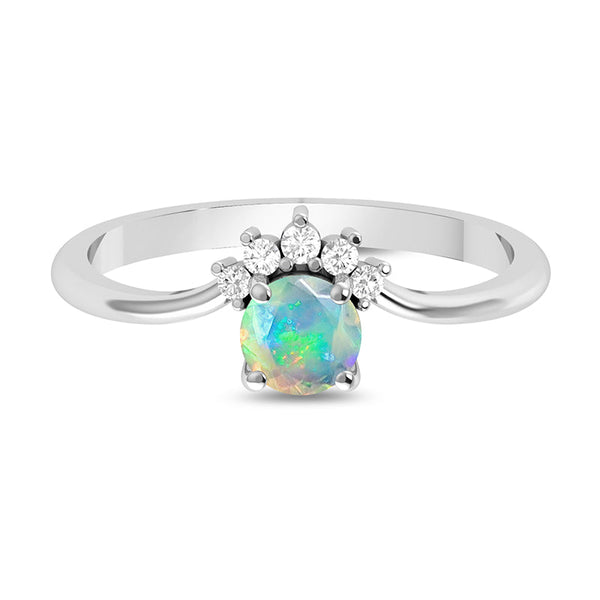 Exquisite Ethiopian opal ring, showcasing iridescent colors in elegant design