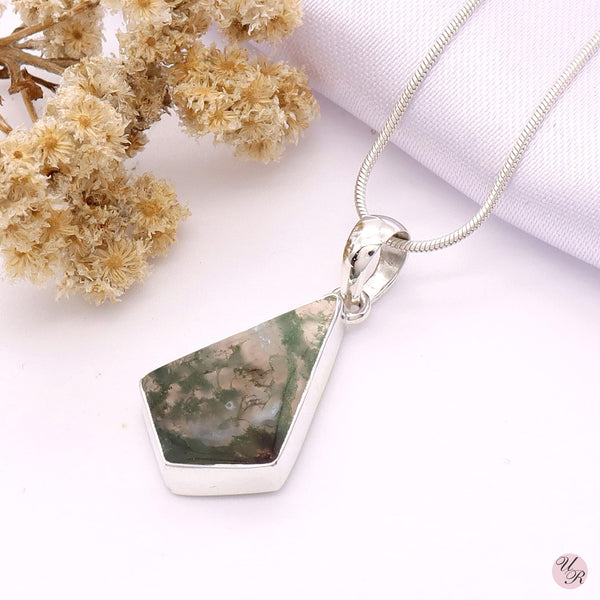 Moss Agate Pendant Without Chain