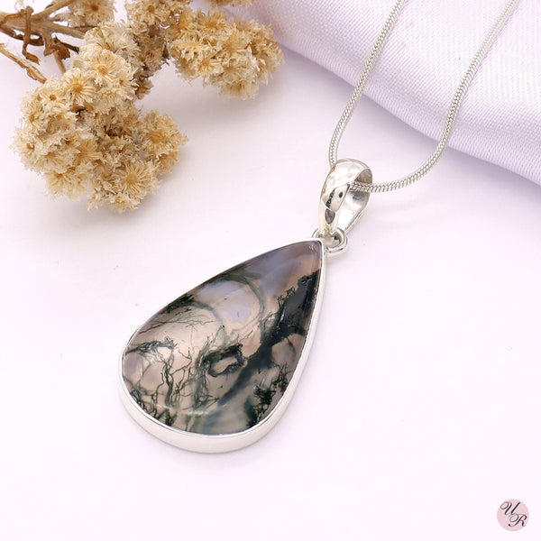 Moss Agate Pendant Without Chain