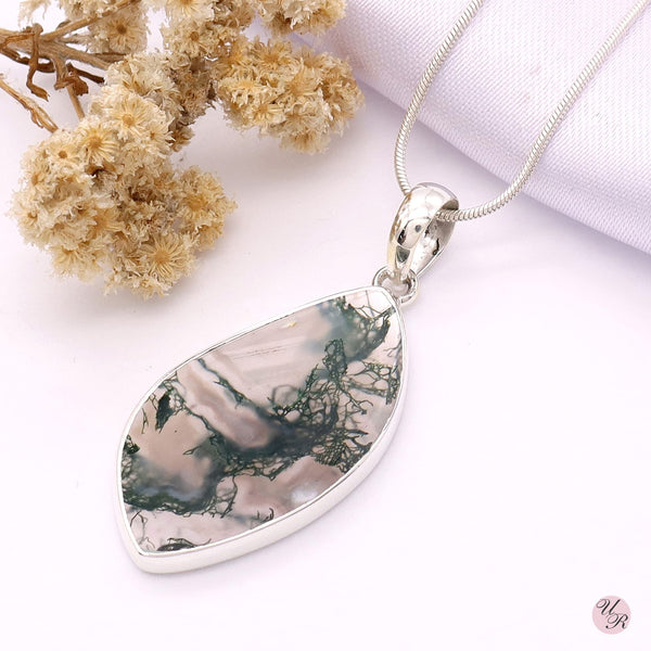 Moss Agate Pendant Without Chain