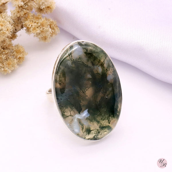 Moss Agate Ring (Adj.)