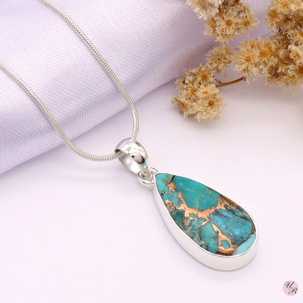 Blue Copper Turquoise Pendant Without Chain