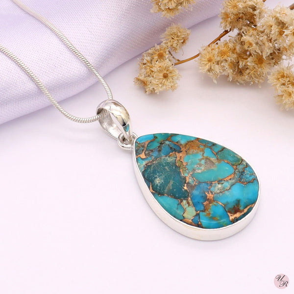 Blue Copper Turquoise Pendant Without Chain
