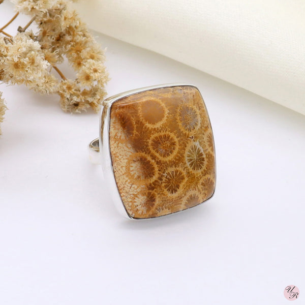 Fossilized Coral Ring (Adj.)