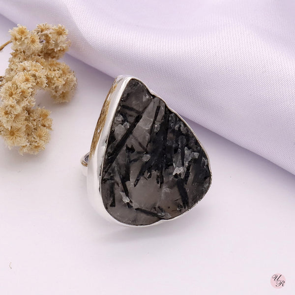 Black Rutile Rough Ring (Adj.)