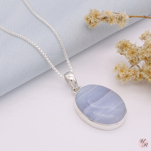 Blue Lace Agate Pendant Without Chain