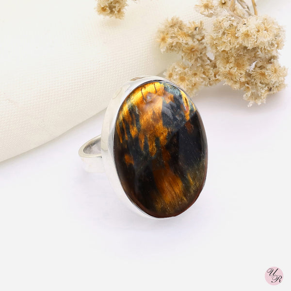 Blue Tiger Eye Ring (Adj.)