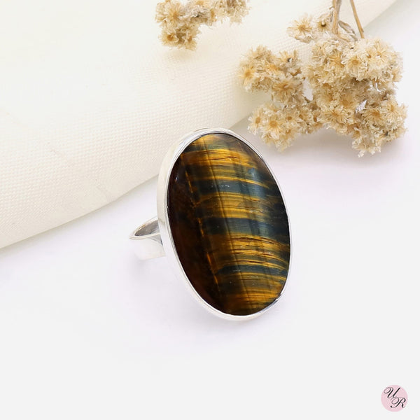 Blue Tiger Eye Ring (Adj.)