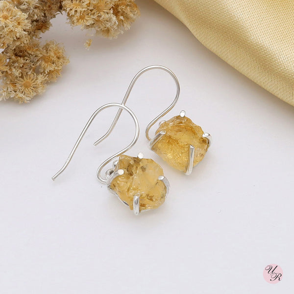 Unique citrine rough earrings showcasing natural beauty and elegance.