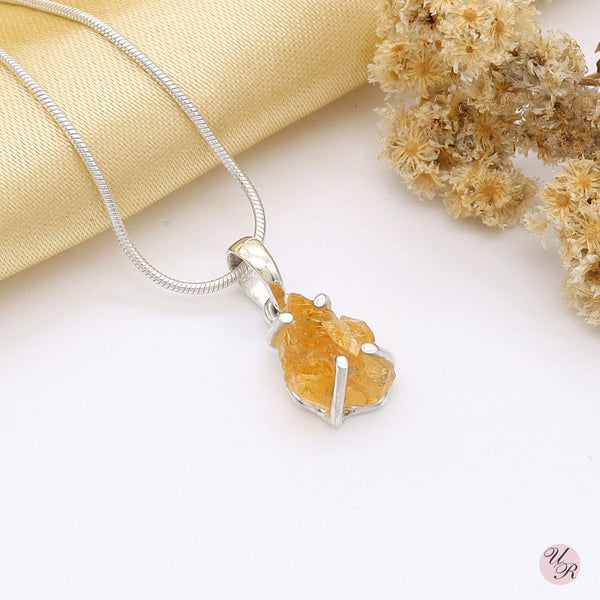 Citrine Rough Pendant Without Chain