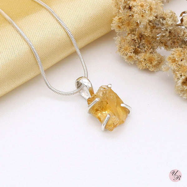 Citrine Rough Pendant Without Chain