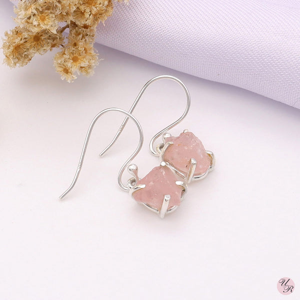 Rose Quartz Rough Earring