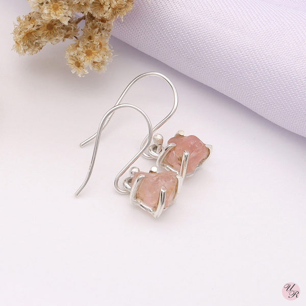 Rose Quartz Rough Earring