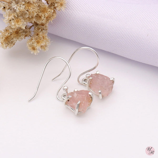 Rose Quartz Rough Earring