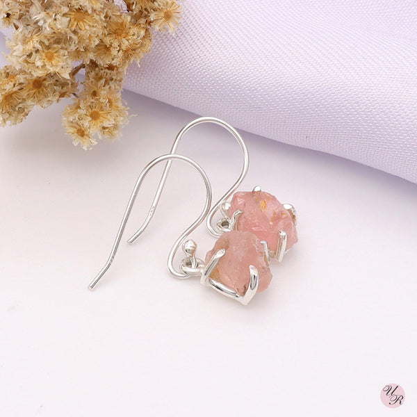 Rose Quartz Rough Earring