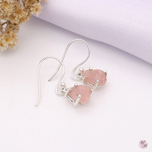 Rose Quartz Rough Earring