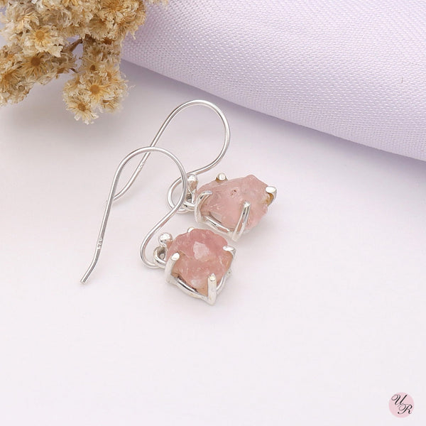 Rose Quartz Rough Earring