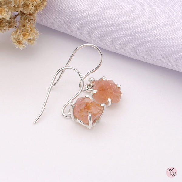 Rose Quartz Rough Earring