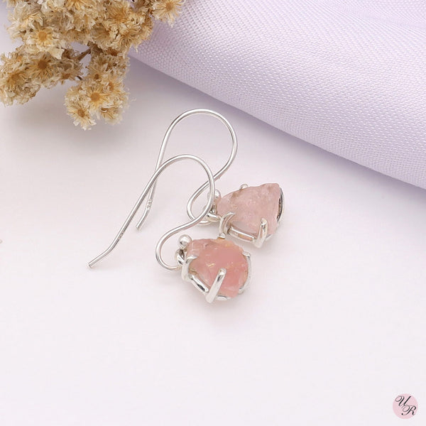 Rose Quartz Rough Earring