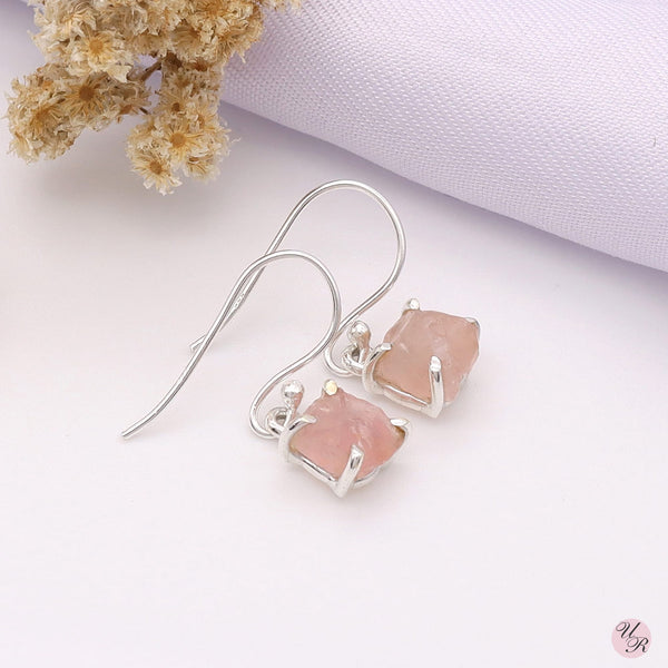 Rose Quartz Rough Earring