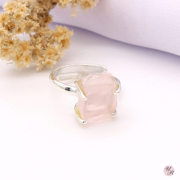 Rose Quartz Rough Ring (Adj.)