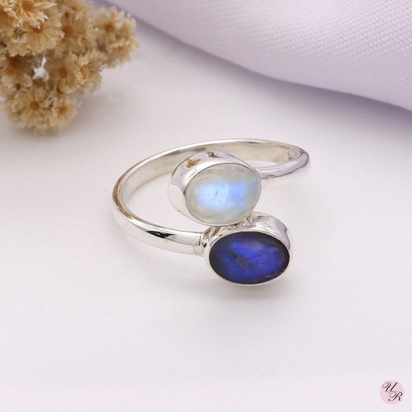 Labradorite, Moonstone Ring (Adj.)