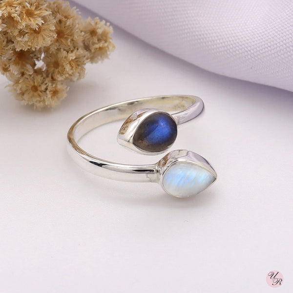 Labradorite, Moonstone Ring (Adj.)