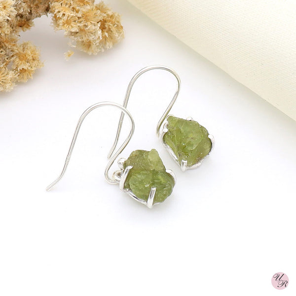 Peridot Rough Earring