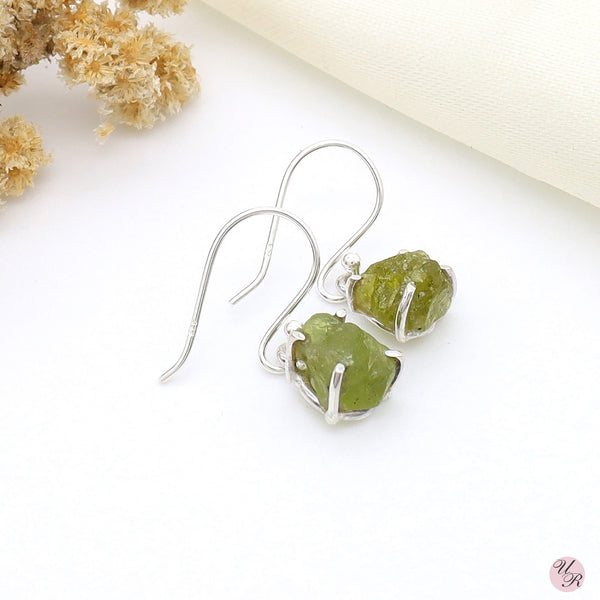 Peridot Rough Earring