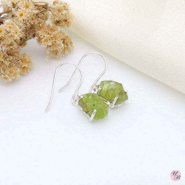 Peridot Rough Earring