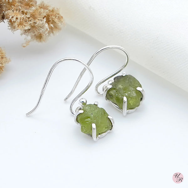 Peridot Rough Earring