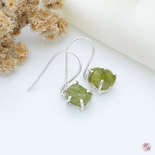 Peridot Rough Earring