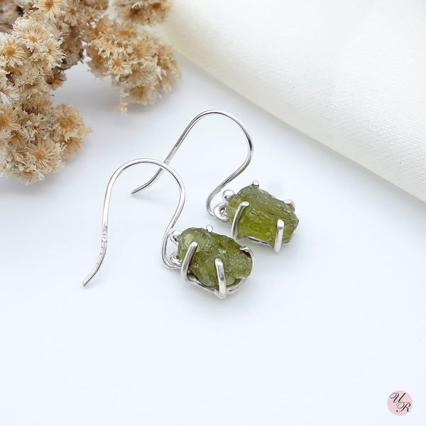 Peridot Rough Earring