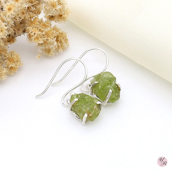 Peridot Rough Earring