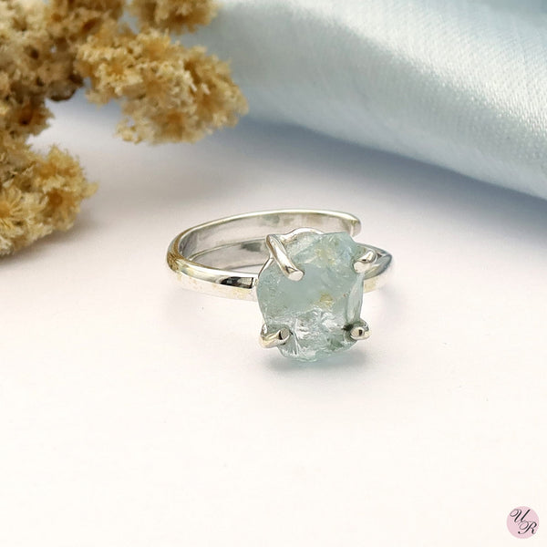 Aquamarine Rough Ring 