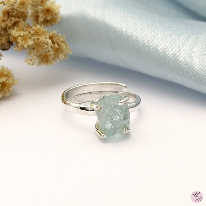 Aquamarine Rough Silver  Ring