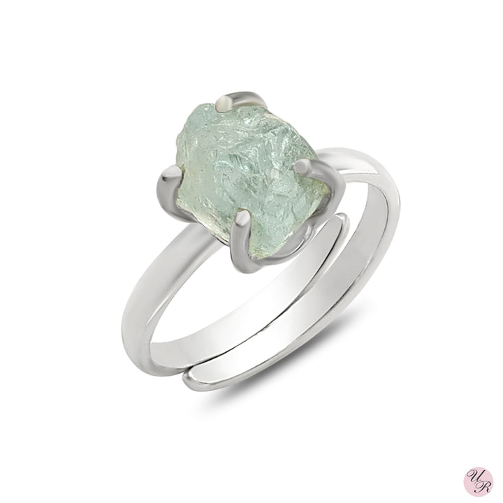 Aquamarine Rough Silver  Ring