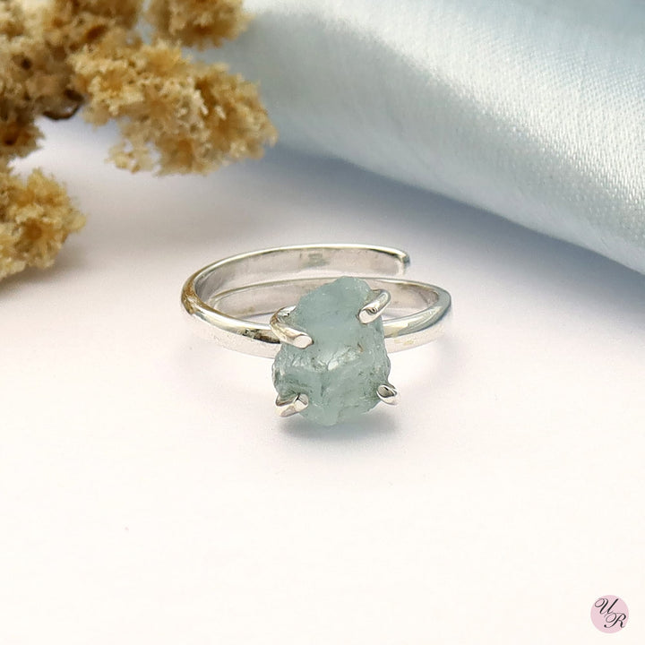 Aquamarine Rough Silver Ring