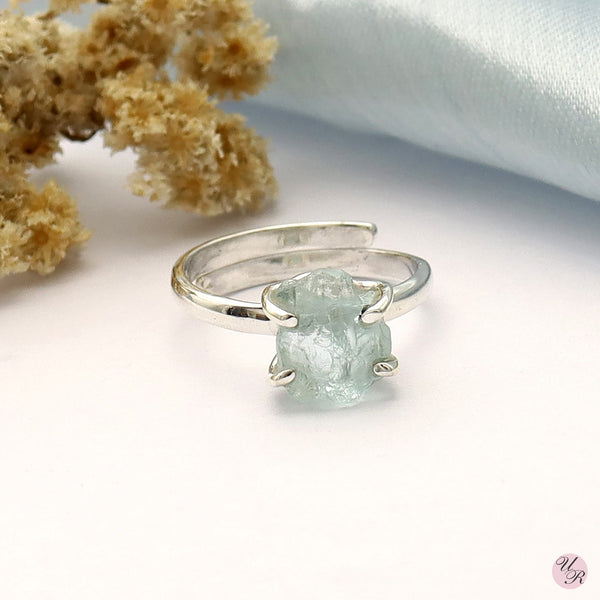 Aquamarine Rough Ring (Adj.)