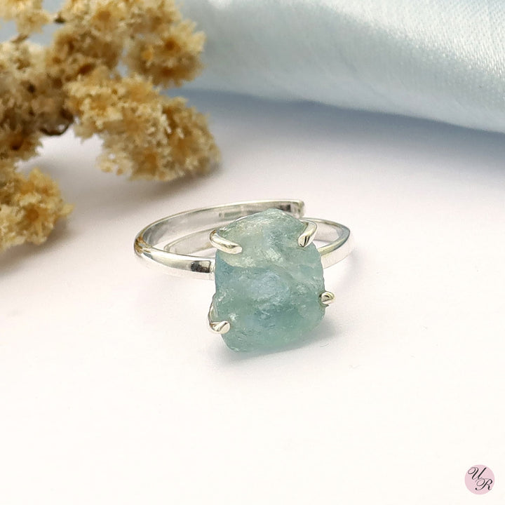 Aquamarine Rough Ring (Adj.)