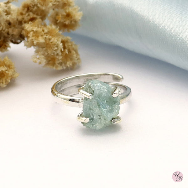 Aquamarine Rough Ring (Adj.)