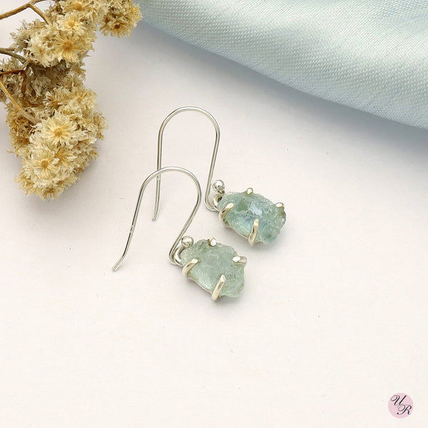 Aquamarine Rough Earring