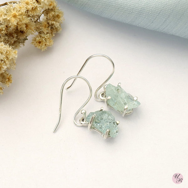 Aquamarine Rough Earring