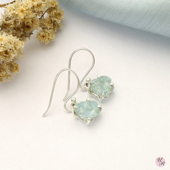 Aquamarine Rough Earring