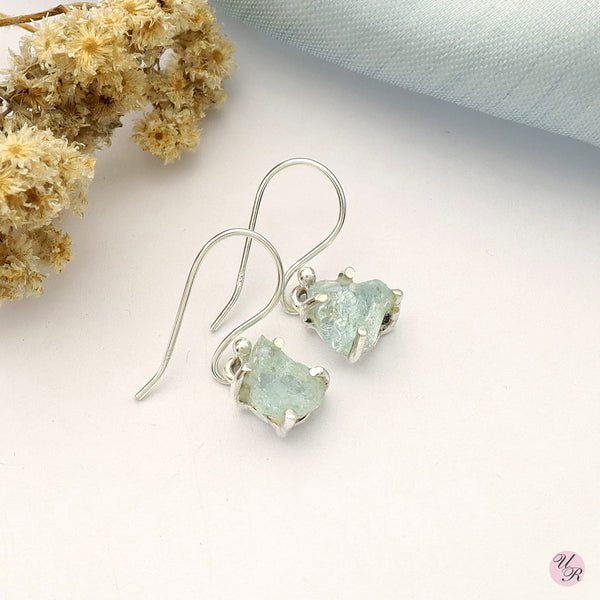 Aquamarine Rough Earring