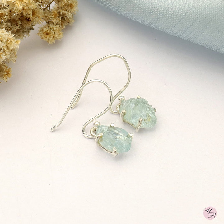 Aquamarine Rough Earring