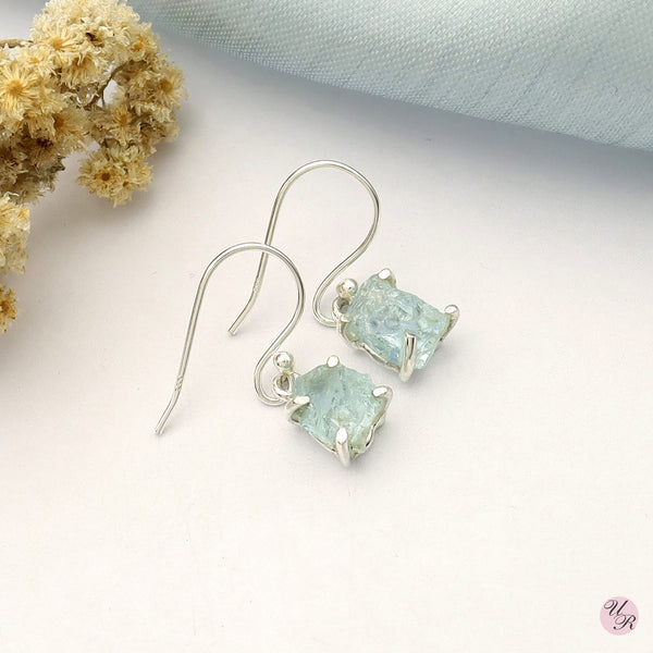 Aquamarine Rough Earring