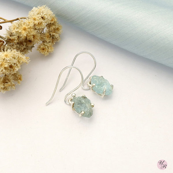 Aquamarine Rough Earring