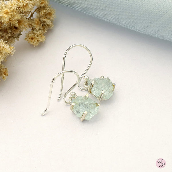 Aquamarine Rough Earring