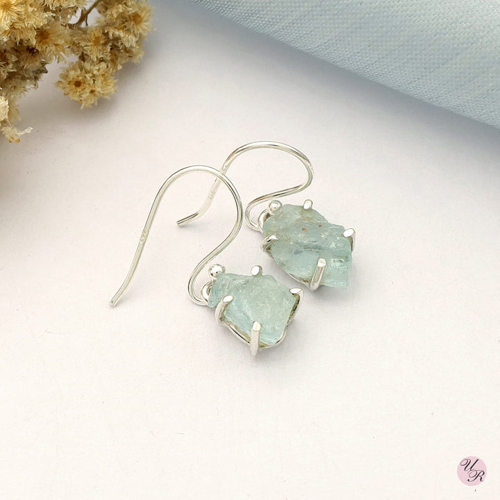 Aquamarine Rough Earring